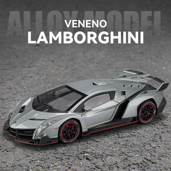 1:24 Суперавтомобил Lamborghinis Veneno, Формовани от сплав, Играчка модел Автомобил, Звукова и Светлинна Детска Играчка, Колекционерски предмети, подарък за Рожден Ден
