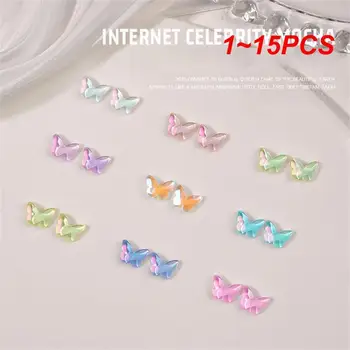 1 ~ 15 БР. Декорации за нокти с пеперуди триизмерни цветове, трайни и твърди, не увреждат ноктите, цветни, малки и портативни, красота