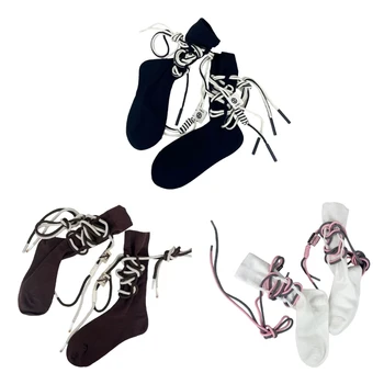 1 чифт модни и стилни чорапи за момичета, чорапи за обличане, чорапи с страхотен дизайн, чорапи до щиколоток с рюшами и шнурком, директна доставка