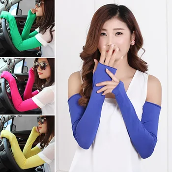 1 Чифт Удобни женски дълги памучни ръкавици за момичета, аксесоари за модни дрехи, многоцветен спортен ръкав за ръце