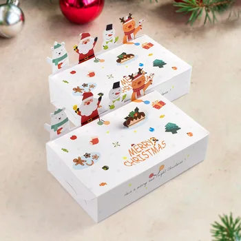 10шт Весела Коледа Крафт-Хартия за Подарък Кутия За Бонбони Карикатура Кутия за бисквити 2023 Украсата на Коледното парти на Коледа Навидад 2024 Нова година