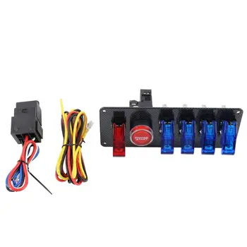 12V Автоматична led панел за Превключване на изводи за стартиране на двигателя Състезателен автомобил Комплект от 4 сини и 1 червена led панел за превключване на
