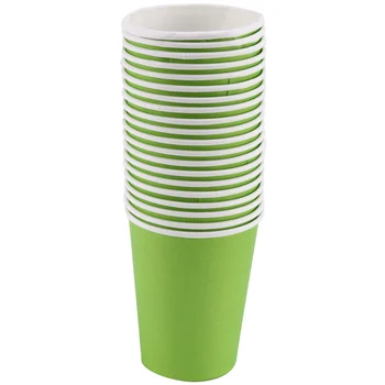 20 картонени чаши (9 грама) - Обикновена, за празнична маса (зелени)