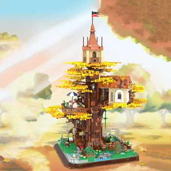 2023 Нов 3380 бр. + Къщичка На дърво Микро Строителни Блокове Пролет Есен Ивици Модел на Изграждане на Мини Тухли Играчки За Домашен интериор Подарък