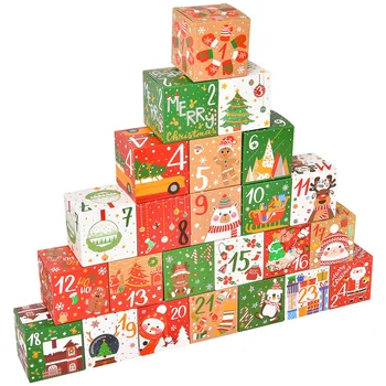 24 бр. кутии с Коледните Адвент-календар, Подаръчни кутии с обратното броене на 24 дни, Коледни Картонени кутии с номера, Кутия за бонбони и бисквити