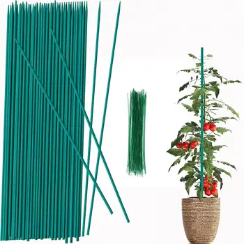 50 бр. Уникални градински бамбукови пръчки, здрава поддържаща рамка за растенията, Многофункционални подпорни пръчки за отглеждане на зеленчуци, зелени растения