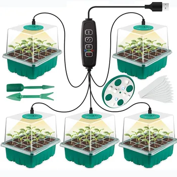 8 led лампи с пълен спектър за отглеждане на растения с 12 дупки за тавата за разсад, растения, мая за покълване на семена, Фитолампы за отглеждане в оранжерия