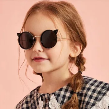 Fashion слънчеви очила с кошачьими уши от 2 теми за деца, момчета, момичета, пътуване, слънчеви очила с защита от uv, UV400, детски слънчеви очила