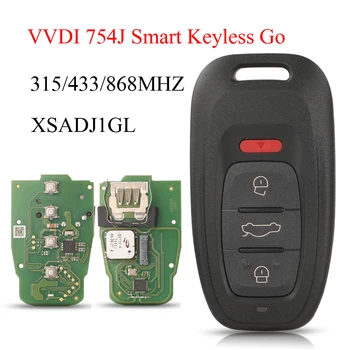 jingyuqin 4 Бутона XSADJ1GL Xhorse VVDI 754J Smart Keyless Go Дистанционно ключ 315/433/868 Mhz За Audi A6L Q5 A4L A7 A8