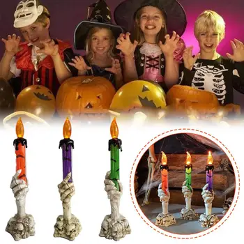 Led фенери за Хелоуин череп, призрак, държи свещ, Декорация за дома, украси за ръце, Holloween раздела с черепа с духове Y8N5