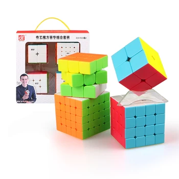 QiYi Подарък Кутия Магически Куб 2x2 3x3 4x4 5x5 Пирамидка Megaminx Mastermorphix IVY Скоростни Кубчета за Деца QIYI 4 бр. Компл. Cubo Magico