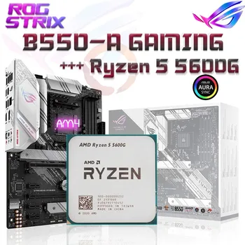 ROG STRIX B550 Детска дънна Платка Ryzen 5 5600G Процесор, Комбиниран комплект за Поддръжка на DDR4 PCIe4.0 RGB дънна Платка 6 Основната R55600G процесор Комплект