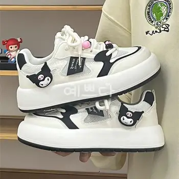 Sanrio Kuromi/Женски Малки бели обувки за почивка с хубав Модел на карикатура, Нови дишащи меш студентски ежедневни универсални обувки за подарък