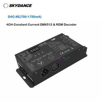 Skydance 4-канален DMX 512 & RDM декодер 4 канала 700-1750mA Контролер за постоянен ток 7 PWM DMX RGB сигнали/RGBW-слаби В 12-48 24