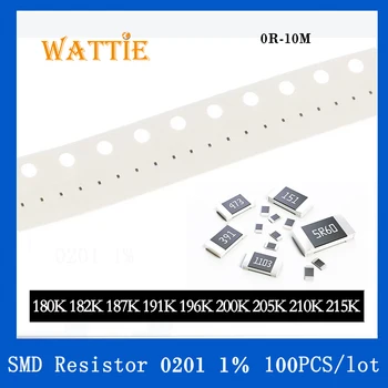 SMD резистор 0201 1% 180 До 182 До 187 До 191 До 196 До 200 До 205 До 210 До 215 До 100 бр./лот микросхемные резистори 1/20 W 0,6 мм *0,3 мм