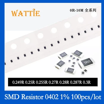 SMD резистор 0402 1% 0.25 R 0.255 R 0.27 R 0.28 R 0.287 R 0.3 R 100 бр./лот микросхемные резистори 1/16 W 1.0 мм * 0.5 мм с ниска стойност на съпротива