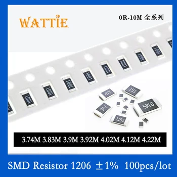 SMD резистор 1206 1% 3,74 М 3.83 Млн М 3,9 М 3,92 М 4,02 М 4,12 М 4,22 М, 100 бр./лот микросхемные резистори 1/4 W 3,2 мм * 1,6 мм