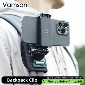 Vamson 360 Градуса Завъртане Скоба за телефон, раница, Аксесоари за камери Gopro 11 10 Instra360 Dji, определяне на раменния колан за смартфон