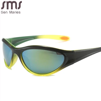 Y2K Trends Пънк Слънчеви очила Очила за Нови Женски Мъжки Маркови Дизайнерски Слънчеви Очила На 2000-Те Години на Наклон Черно-жълто на Цвят Очила с UV400