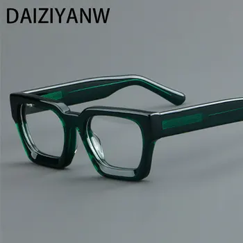 Висококачествена Ацетатная оптични рамки За очила, Дамски Модни Квадратни Рамки за очила, мъжки широки рамки за очила