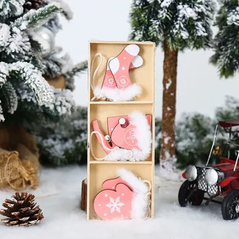 Висулка във вид на дървени кутии Коледни украси и Аксесоари за елхи, Подаръци за Нова година 2024 Noel Home Натал Noel Deco Директен Доставка