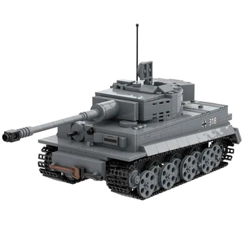 Втората световна война Tiger I Ausf E Немски Тежък Танк Военно Оръжие Играчка Градивен елемент на Набор от ww2 TigerE с 2 Войници Армейски Подарък