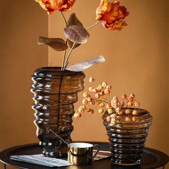 Въртящата се стъклена ваза резба Терариум за Цветя Аксесоари Прозрачна бутилка за Хидропонно Ваза за цветя и Аксесоари за декорация на дома