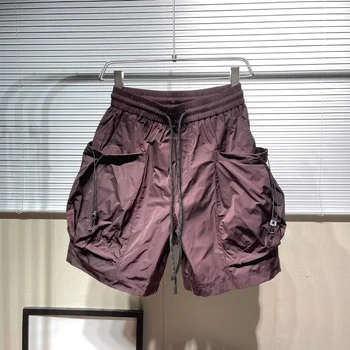 Годишният Нов Функционален Ветрозащитный гащеризон с голям джоб, шорти, Американската Градинска мода, Широки къси панталони в стил хип-хоп, директни Скъсяване на панталон