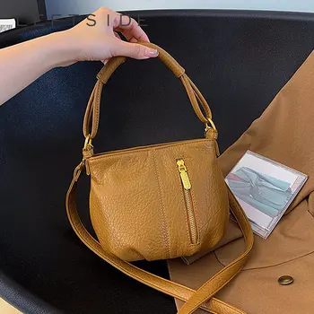 Дамски чанти през рамо в Ретро стил от кожа на подмишниците, 2023 Y2K, Малка дамска чанта, Луксозна Марка дамски чанта през рамо, чанти