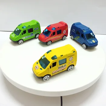 Детски модел на колата от сплав 1: 64 Спасение серия, Имитирующая на Бърза Помощ, Пожарната машина, Модел на полицейска машина, Заносящий играчка кола, бебешки подаръци за рожден ден