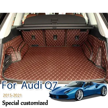 Добро качество! Обичай Специални Постелки За Багажник на Автомобил Audi Q7 5 Места 2015-2021 Водоустойчив Килими За Багажника Аксесоари За Защита на Товара