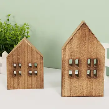 Дървени изделия Еко-Уникален дизайн в скандинавски стил Миниатюрен Коледен декор Малка къща Дървени изделия Предмети от бита
