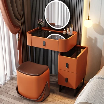 Дървени Луксозни Тоалетка с чекмеджета за гардероб в спалнята, Мултифункционален и Луксозен Тоалетка за момичета, Toaletka Z Lustrem, Мебели от Порцелан