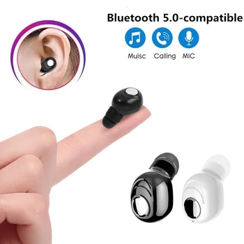 Единични мини-невидими слушалки, Безжични слушалки Bluetooth 5.0 С микрофон, Водоустойчива спортна музикални слушалки Hi-Fi за iPhone Xiaomi