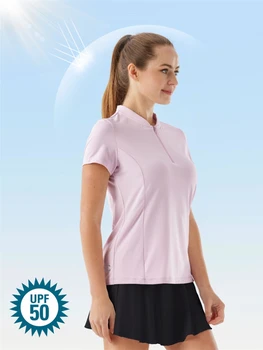 Женска тениска за голф с къс ръкав, дишащи тениски, ризи, за бадминтон, Дамски дрехи, стаи за тениски с защита от uv 50 +
