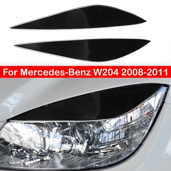 За Mercedes‑Benz W204 2008-2011 Лъскава Черна Карбоновая Автомобили на Предния Фар За Вежди, Тампон Върху Клепачите, Стикер, Декоративна Рамка от ABS