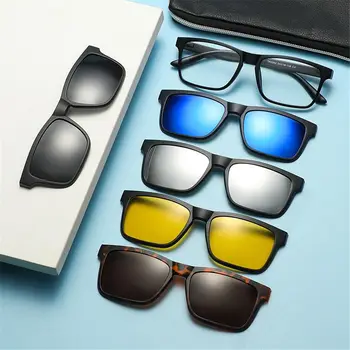 Защита UV400, Поляризирани очила с магнитна клипсой на мотор/задвижване, 6 в 1 клипса, Колоездене, очила, комплект слънчеви очила с калъф