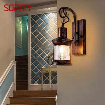 Класическа стенни лампа OUFOULA, Бронзови led осветление в Ретро стил, Осветление в стил Loft, Промишлен дизайн, Стенни лампи