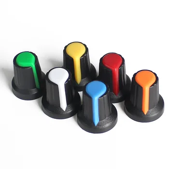 Комплект капачки за химикалки потенциометъра WH148 6 цвята, 30 бр. Различни дръжки на силата на звука червено, жълто, синьо, зелено, бяло, оранжево AG2