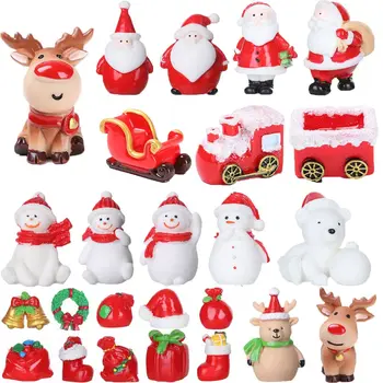 миниатюрни Коледни Фигурки 1-5 см, Страхотна градина, Микро Пейзаж, коледното Дърво, Дядо Коледа, Снежен човек, Украса за куклена Къща Декор за парти