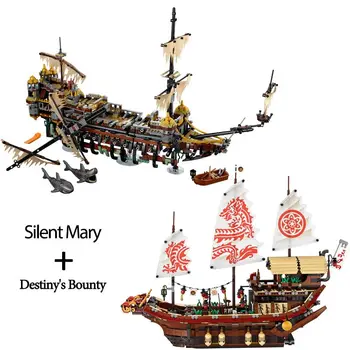 Модел на кораба Silent Mary Строителни блокове Тухла Destiny ' s Bounty Образование Подаръци за рожден Ден, Коледни играчки, съвместими 71042 70618