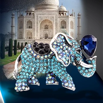 Модерен Класически Брошки във формата на Слон с кристали за жени, Луксозни Очарователна Метална брошка във формата на животно, Игли за партита, сватбени подаръци