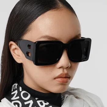 Модерен Класически Черни Луксозни Маркови дамски слънчеви очила, Модерен Дизайнерски Квадратни слънчеви очила в ретро стил, очила с UV400