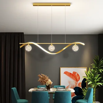 Модерни led висящи лампи със стъклена топка, Минималистичен декор, Хол, трапезария, кухня, полилей, Украса за дома, окачена лампа