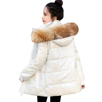 Модерно зимно яке, топло женско палто Дамско яке, Плюс размер 5XL Дамски парк, Зимно палто, Женски кожа яка, Горно облекло с качулка