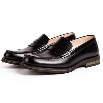 Мъжки обувки, дишаща ежедневни бизнес мъжки кожени обувки в британския стил, мъжки обувки, без връзване, от телешка кожа, социална обувки за мъже