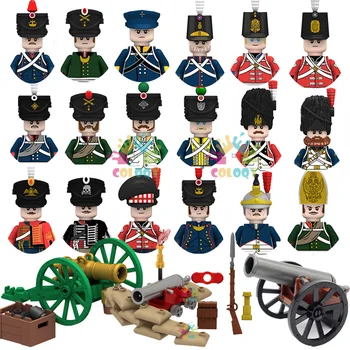 Нови военни блокове за войници времето на Наполеоновите войни, Мини-фигурки на Втората световна война, Френски, Британски стрелкови пушка, Играчки за деца