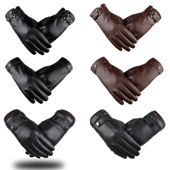 Нови мъжки бизнес ръкавици Зимни ръкавици без пръсти, запазването на топлина, Ветроупорен ръкавици за шофиране, мъжки есенно-зимни ръкавици изкуствена кожа