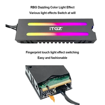 Охлаждане SSD-диск RGB M. 2 от алуминиева сплав M2 NVMe 2280 охладител за твърд диск с превключване на пръстови отпечатъци SSD устройство Cooler