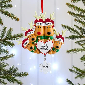 Персонални Семейно Коледна Украса от украшения на Коледна елха, Украшение El K Deer Family 2021, Коледни празнични украси